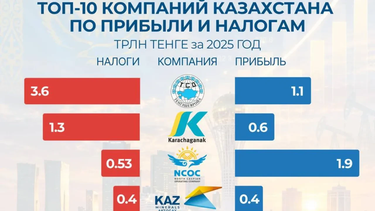 Топ-10 крупнейших налогоплательщиков Казахстана: кто заплатил больше всех